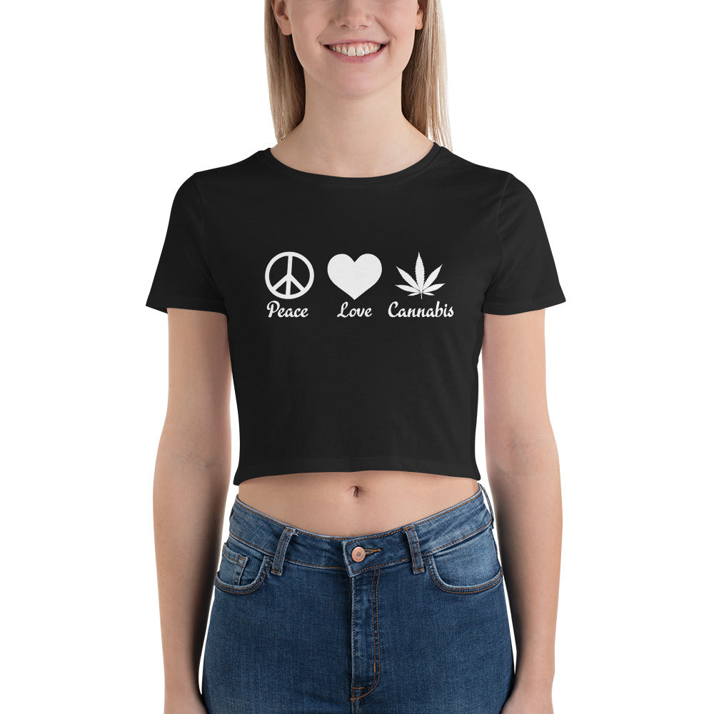 Peace Love Cannabis Crop Top T-Shirt