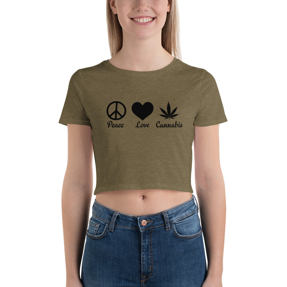 Peace Love Cannabis Crop Top T-Shirt