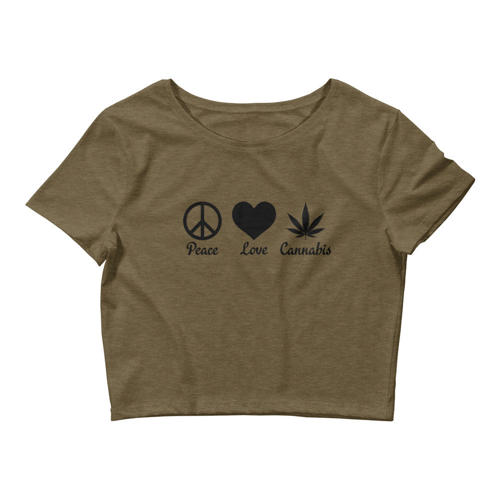 Peace Love Cannabis Crop Top T-Shirt