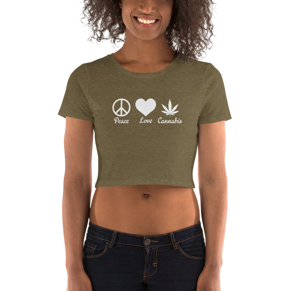 Peace Love Cannabis Crop Top T-Shirt