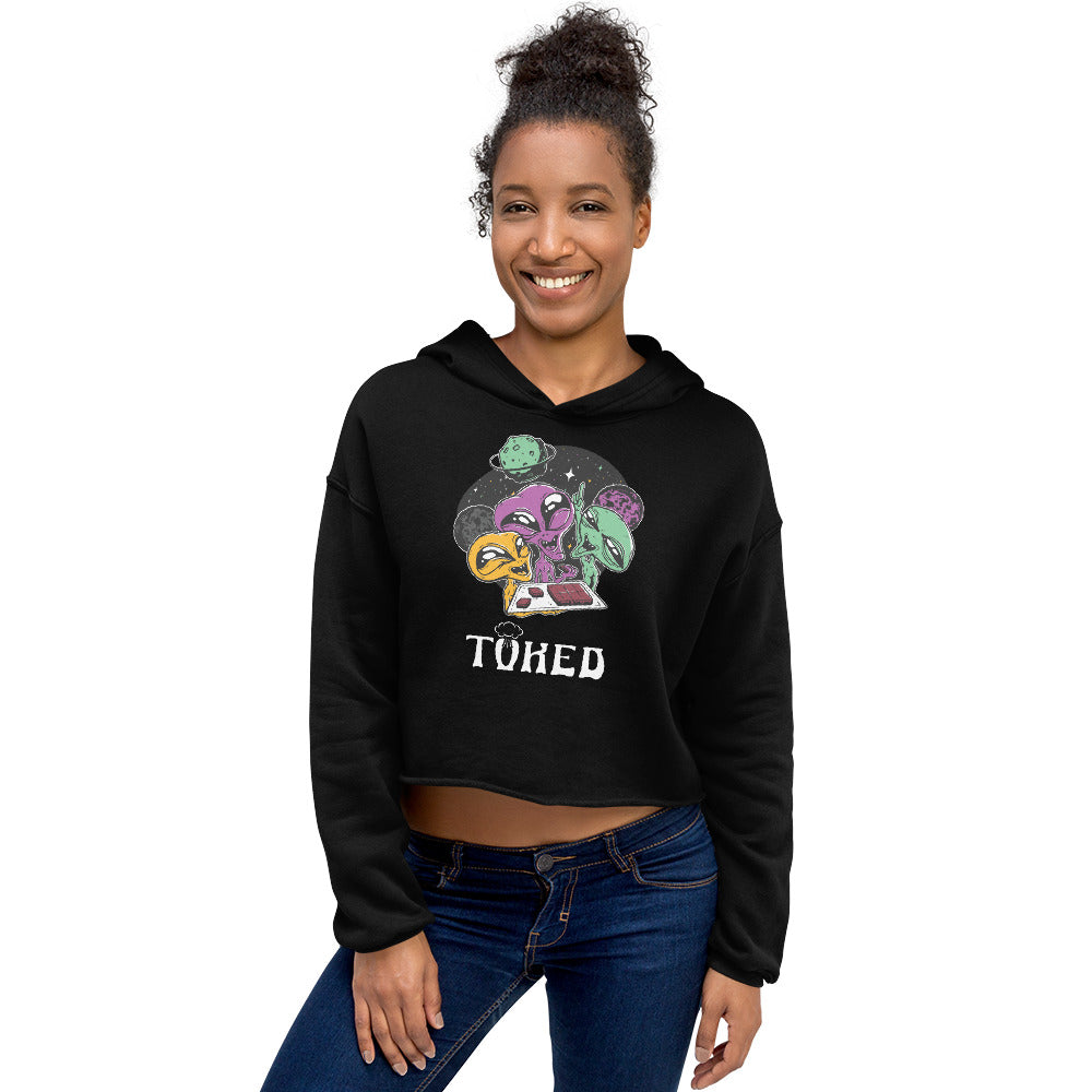 TOKED World Alien Baked Party Crop Top Hoodie