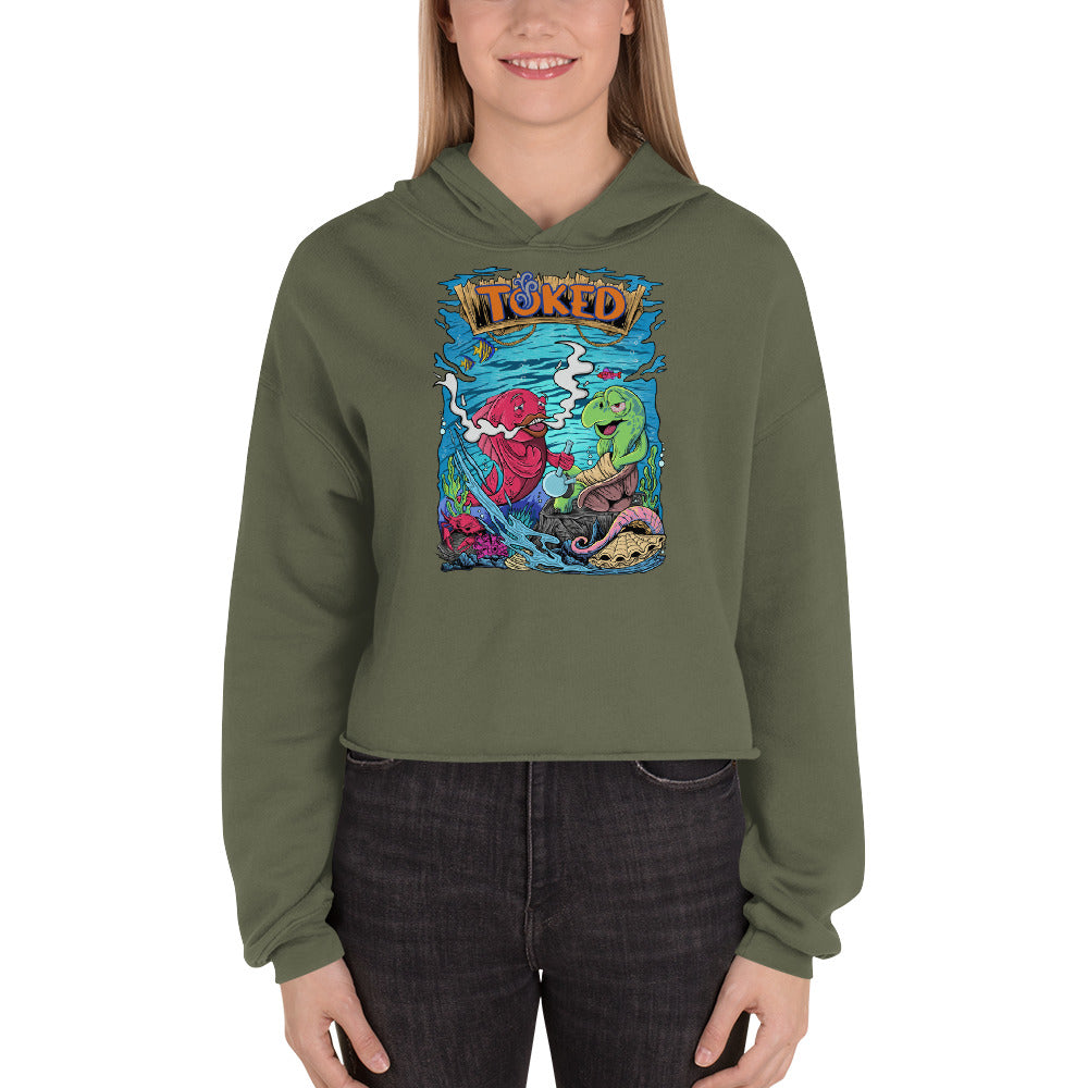 TOKED World Snapper Fish Crop Top Hoodie