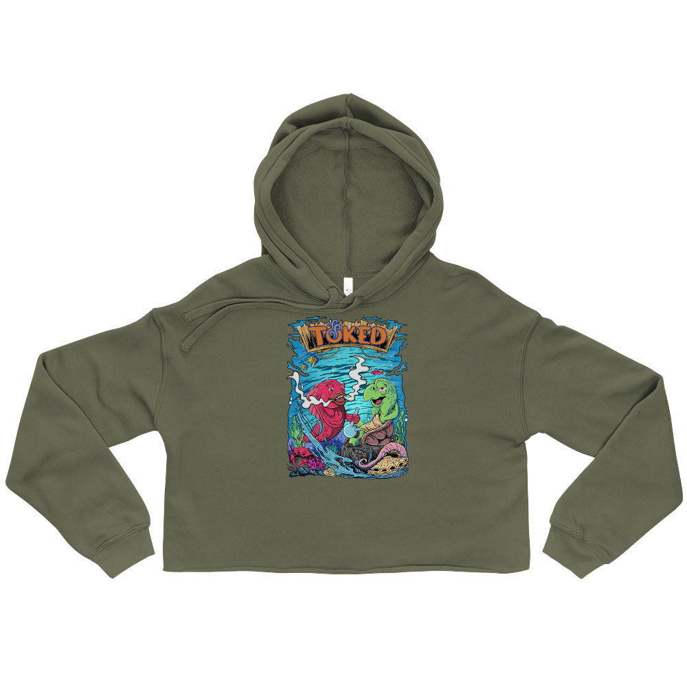 TOKED World Snapper Fish Crop Top Hoodie
