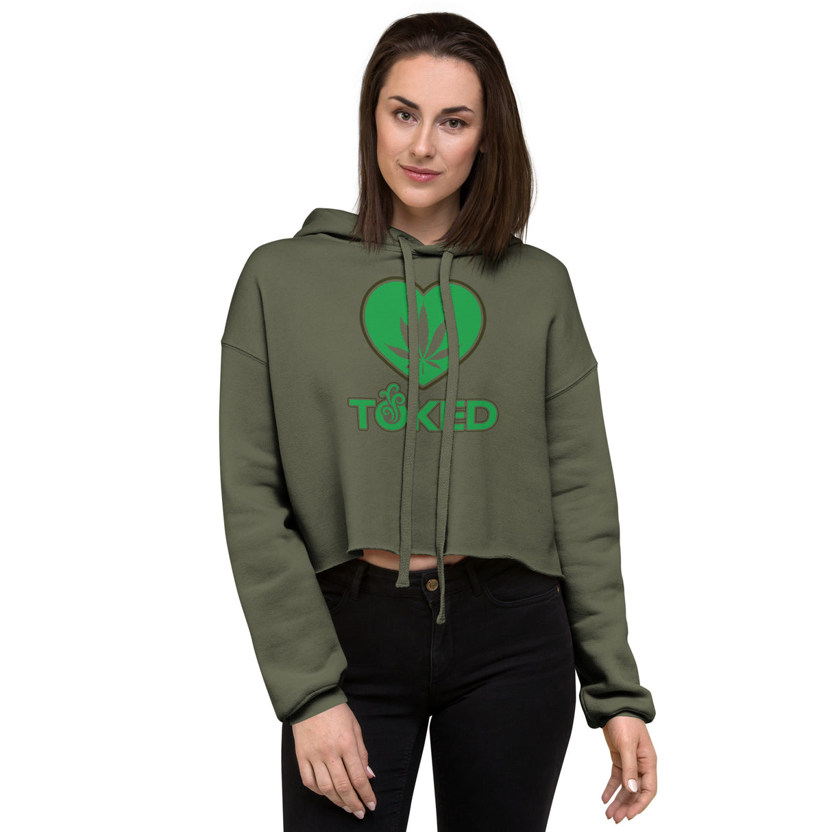 TOKED Heart Leaf Crop Top Hoodie