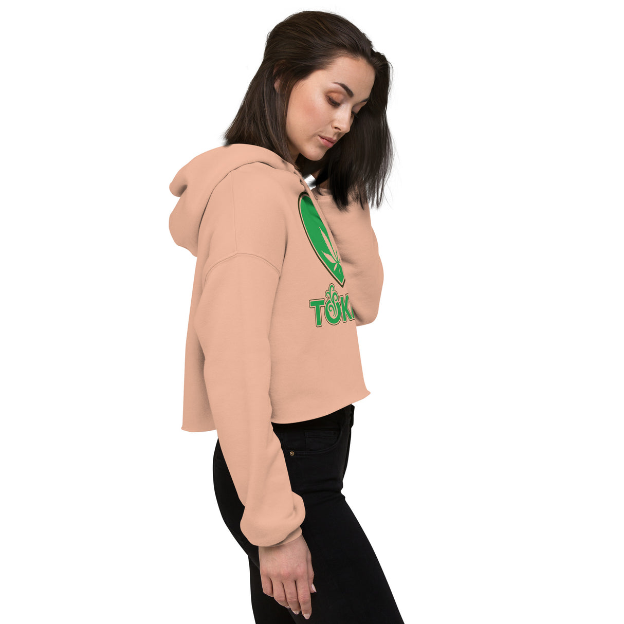 TOKED Heart Leaf Crop Top Hoodie