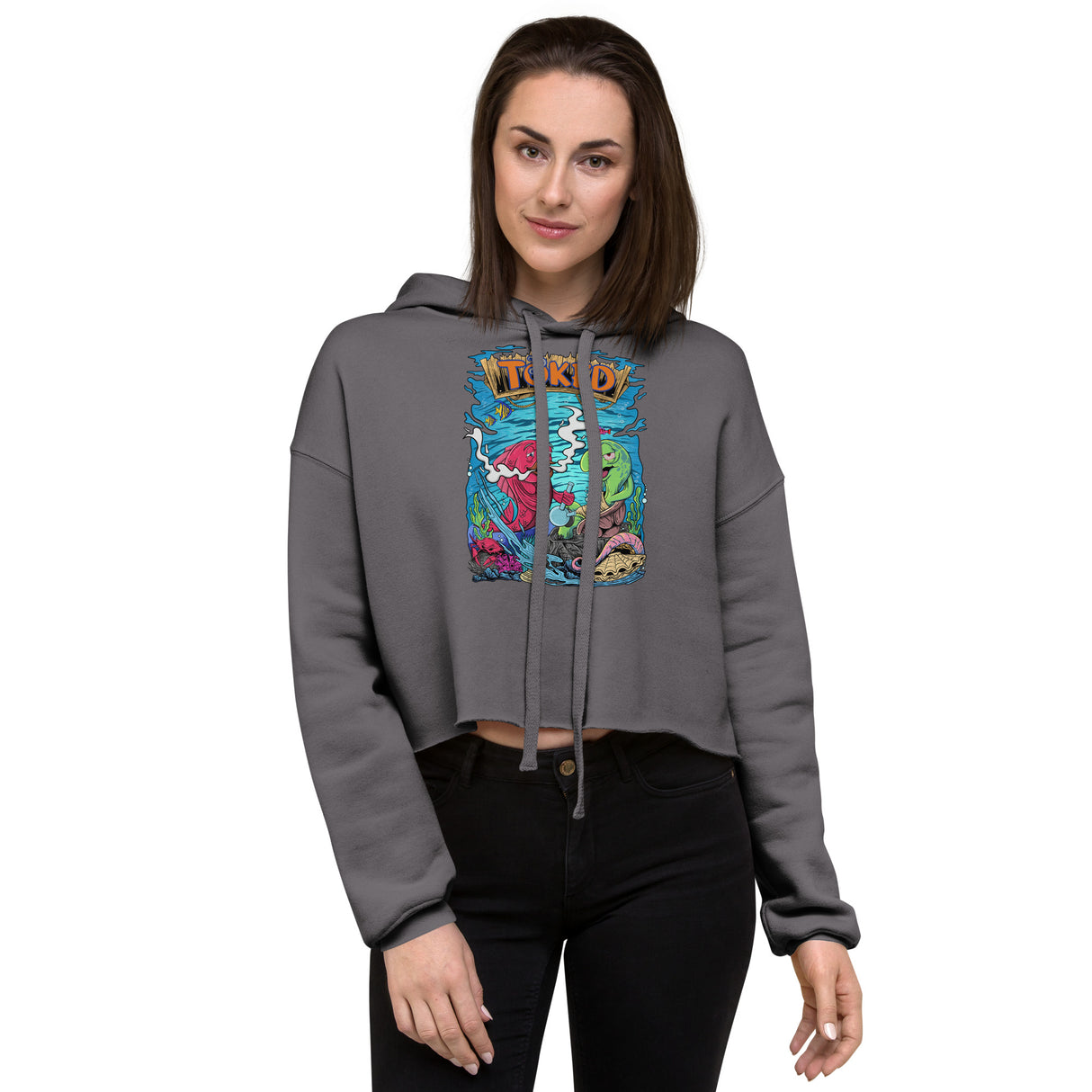 TOKED World Snapper Fish Crop Top Hoodie